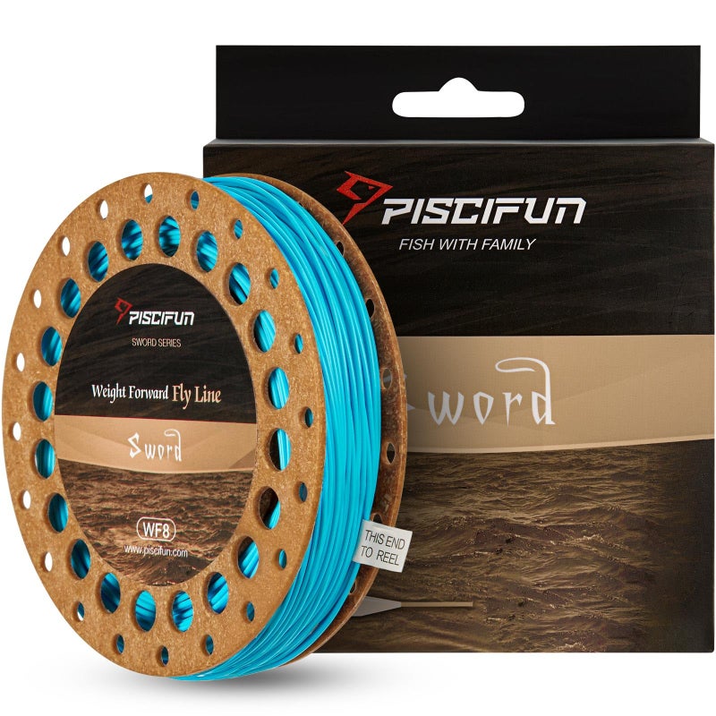 Piscifun Sword Fly Fishing Line with Welded Loop, Weight Forward Floating Fly Line, WF4wt, 90FT, Sky Blue - Image 1